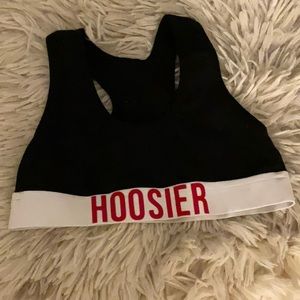 HOOSIER IU Work Out Bra Top Crop Top Size Small 90% Cotton Sport Bra
